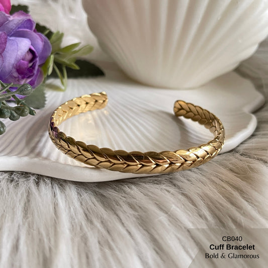 Cuff Bracelet | CB040 | Braided Leaf II