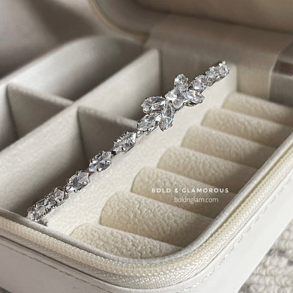 Zircon Bow Cuff Bracelet Silver