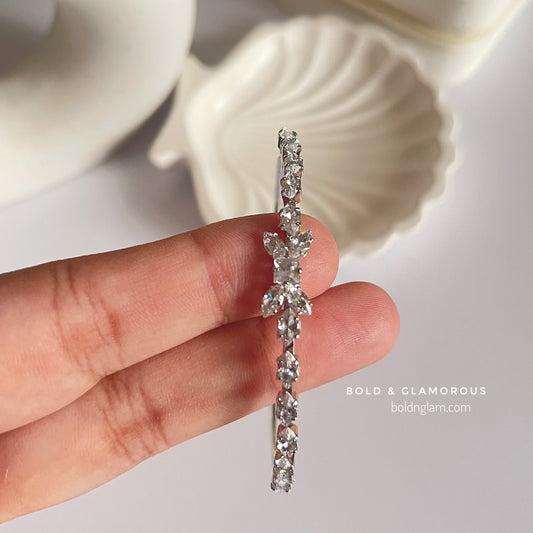 Zircon Bow Cuff Bracelet Silver