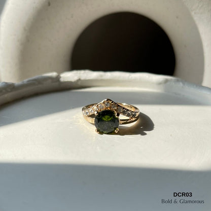 Diamond Cut Ring | DCR03 | Olive Green