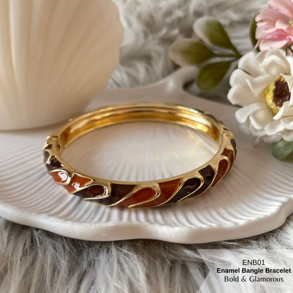 Enamel Bangle Bracelet | ENB01 | Dark Brown