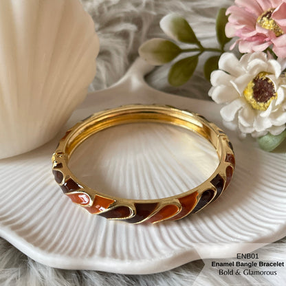 Enamel Bangle Bracelet | ENB01 | Dark Brown