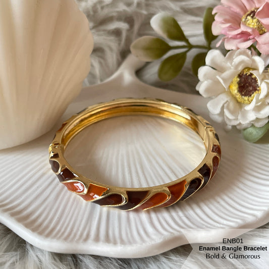 Enamel Bangle Bracelet | ENB01 | Dark Brown