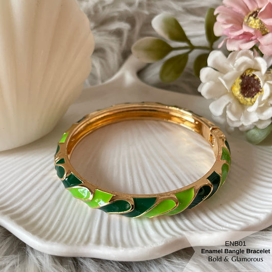 Enamel Bangle Bracelet | ENB01 | Dark Green