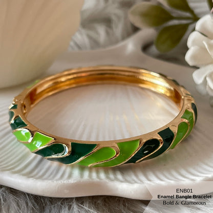 Enamel Bangle Bracelet | ENB01 | Dark Green