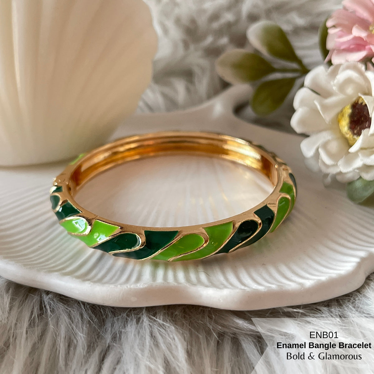 Enamel Bangle Bracelet | ENB01 | Dark Green