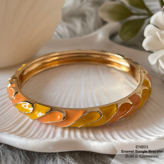 Enamel Bangle Bracelet | ENB01 | Orange Yellow