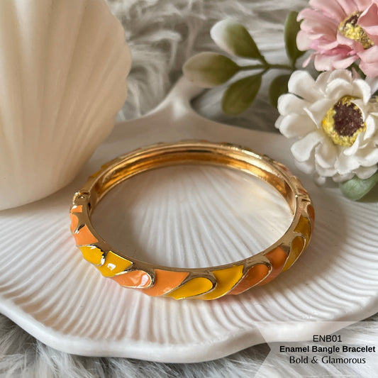 Enamel Bangle Bracelet | ENB01 | Orange Yellow