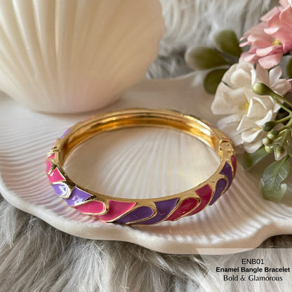 Enamel Bangle Bracelet | ENB01 | Pink Purple