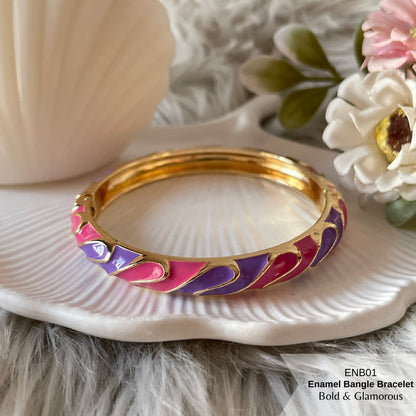 Enamel Bangle Bracelet | ENB01 | Pink Purple