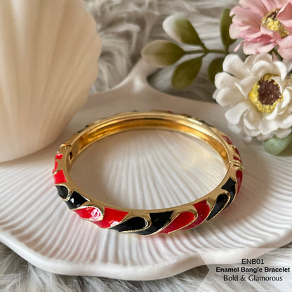 Enamel Bangle Bracelet | ENB01 | Red Black