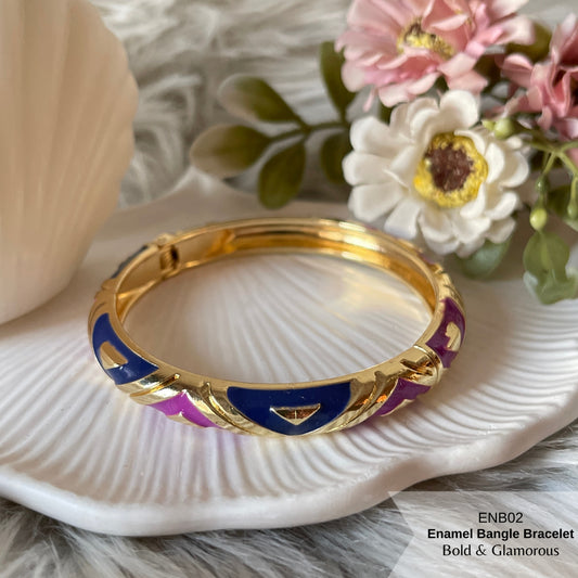 Enamel Bangle Bracelet | ENB02 | Blue Purple
