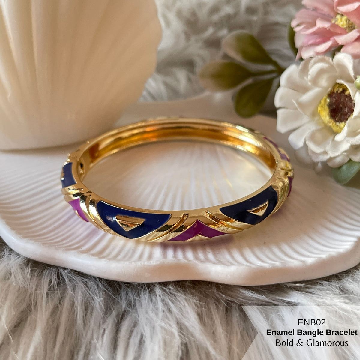 Enamel Bangle Bracelet | ENB02 | Blue Purple