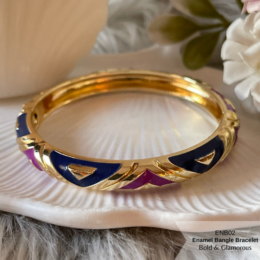 Enamel Bangle Bracelet | ENB02 | Blue Purple