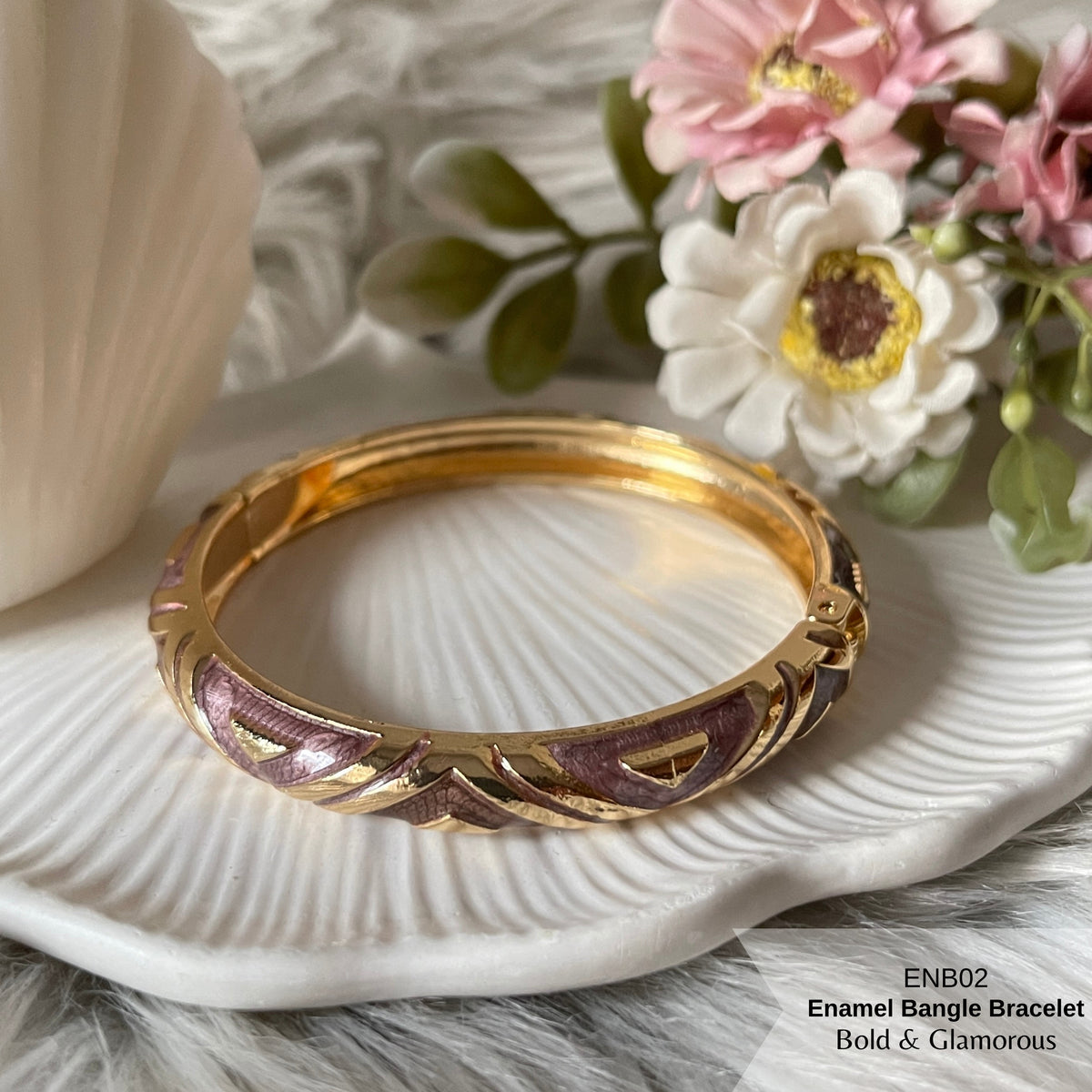Enamel Bangle Bracelet | ENB02 | Brown