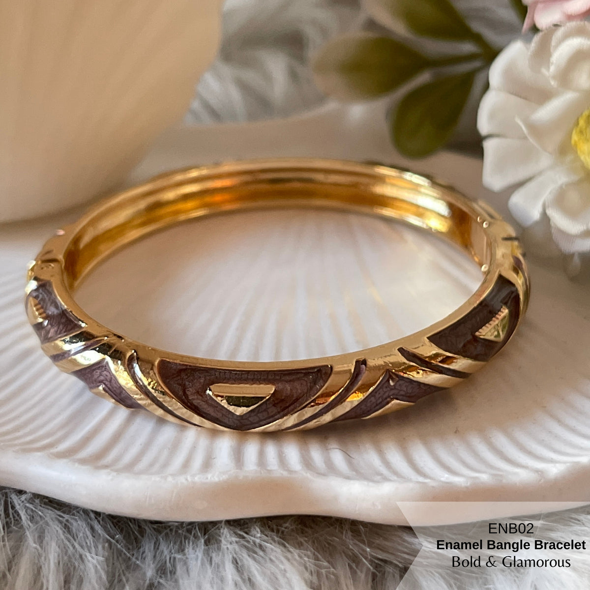 Enamel Bangle Bracelet | ENB02 | Brown