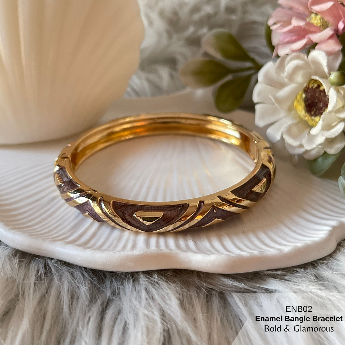 Enamel Bangle Bracelet | ENB02 | Brown