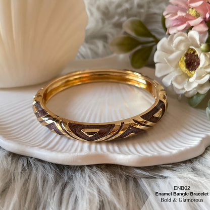 Enamel Bangle Bracelet | ENB02 | Brown
