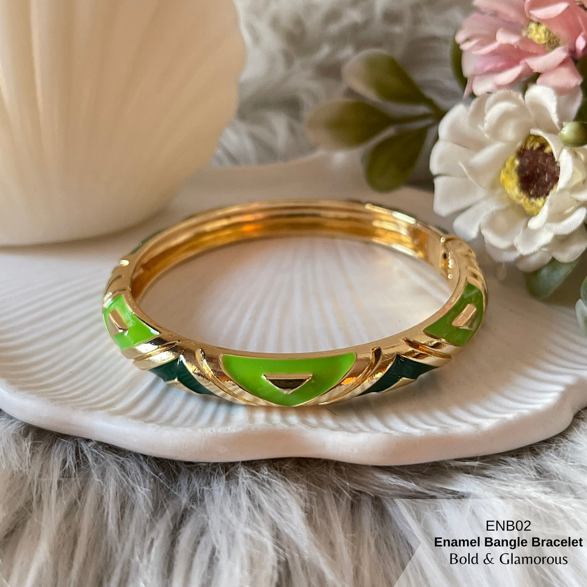 Enamel Bangle Bracelet | ENB02 | Dark Green