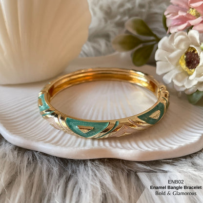 Enamel Bangle Bracelet | ENB02 | Light Teal
