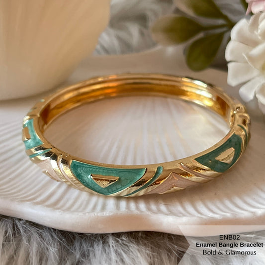 Enamel Bangle Bracelet | ENB02 | Light Teal