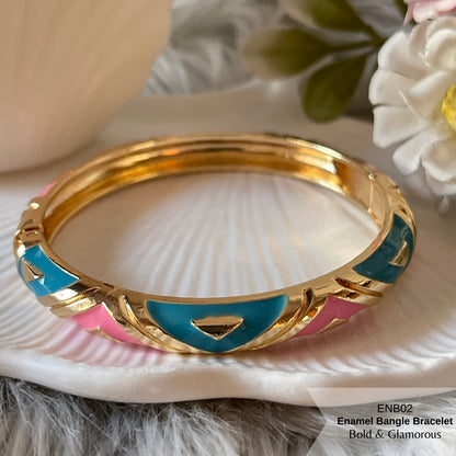 Enamel Bangle Bracelet | ENB02 | Dark Pink Blue
