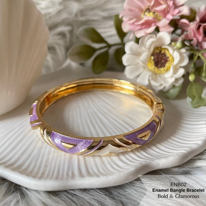 Enamel Bangle Bracelet | ENB02 | Purple White