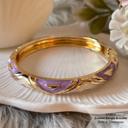 Enamel Bangle Bracelet | ENB02 | Purple White