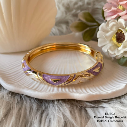 Enamel Bangle Bracelet | ENB02 | Purple White