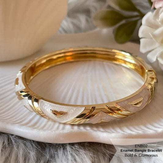 Enamel Bangle Bracelet | ENB02 | White