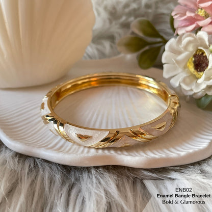 Enamel Bangle Bracelet | ENB02 | White