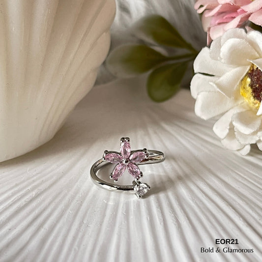 Finger Ring EOR21 Pink & White
