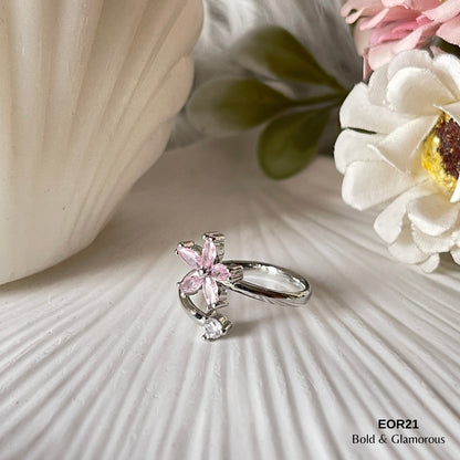 Finger Ring EOR21 Pink & White