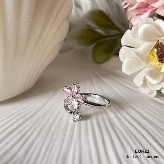 Finger Ring EOR21 Pink & White