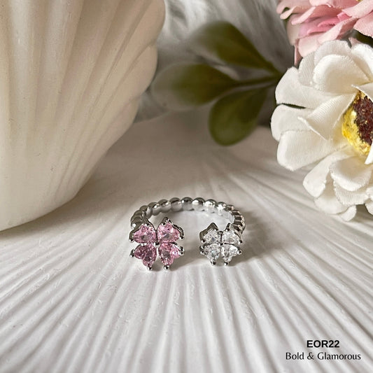 Finger Ring EOR22 Pink & White