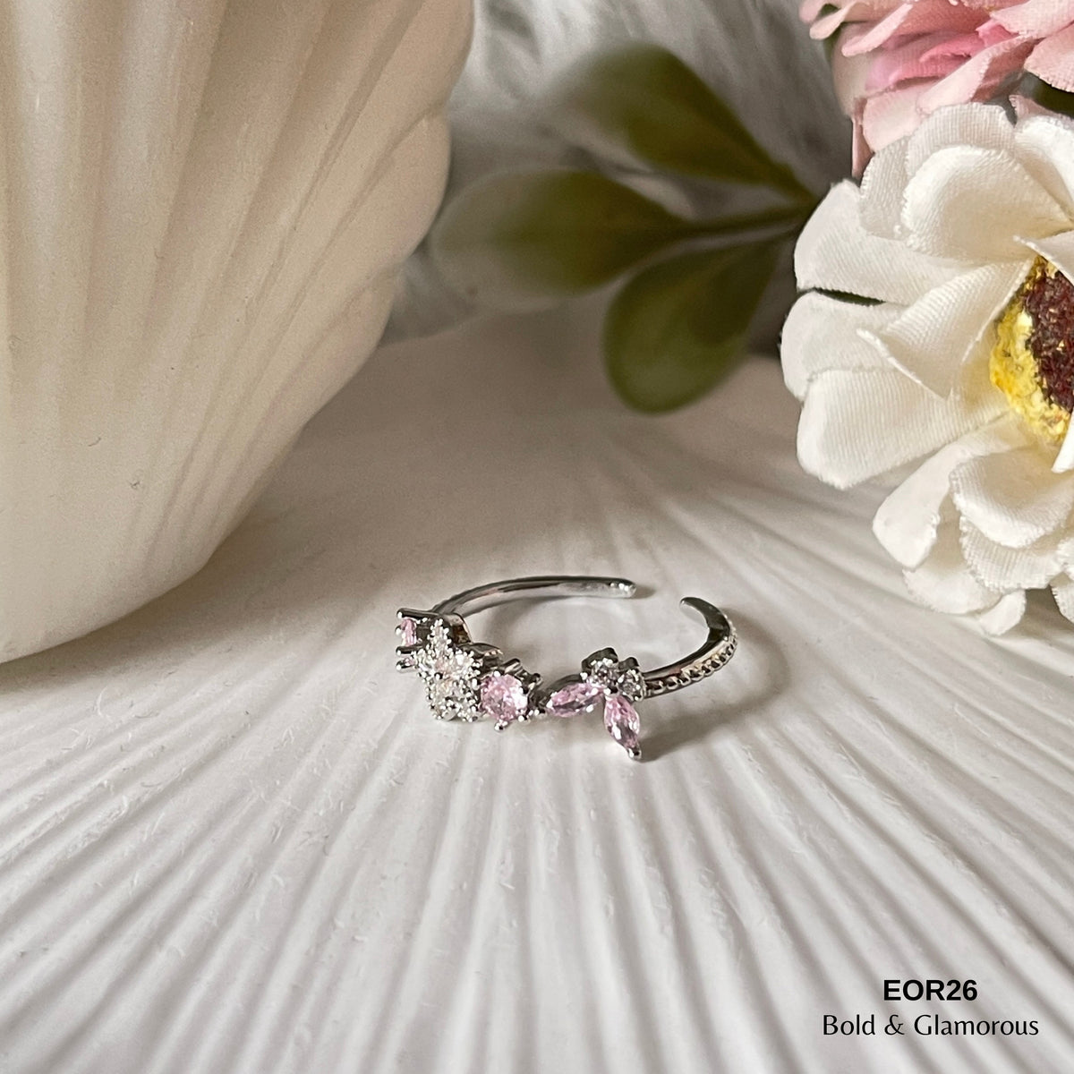 Finger Ring EOR26 Pink & White