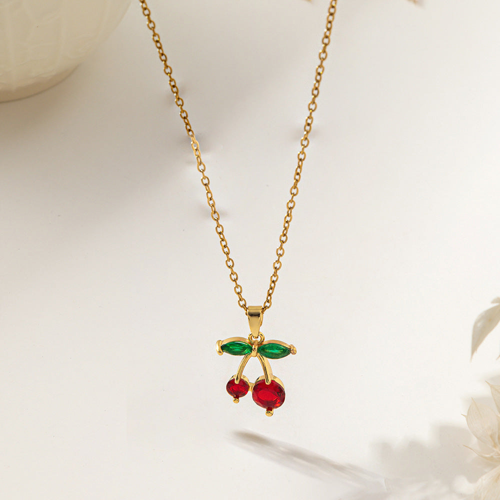 Necklace | SN318 | Double Red Cherry