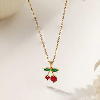 Necklace | SN318 | Double Red Cherry