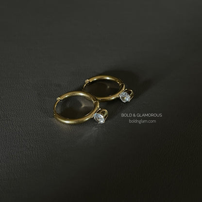 Hoop Earring Single Stone