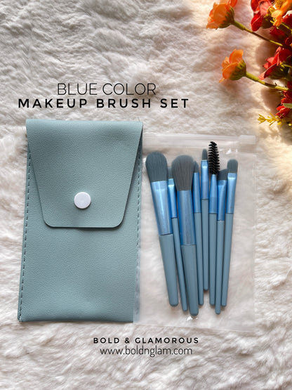 8-Piece Mini Makeup Brush Set | Blue