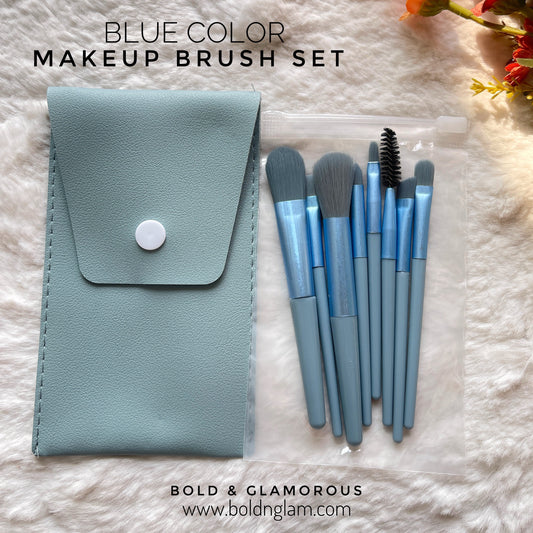 8-Piece Mini Makeup Brush Set | Blue
