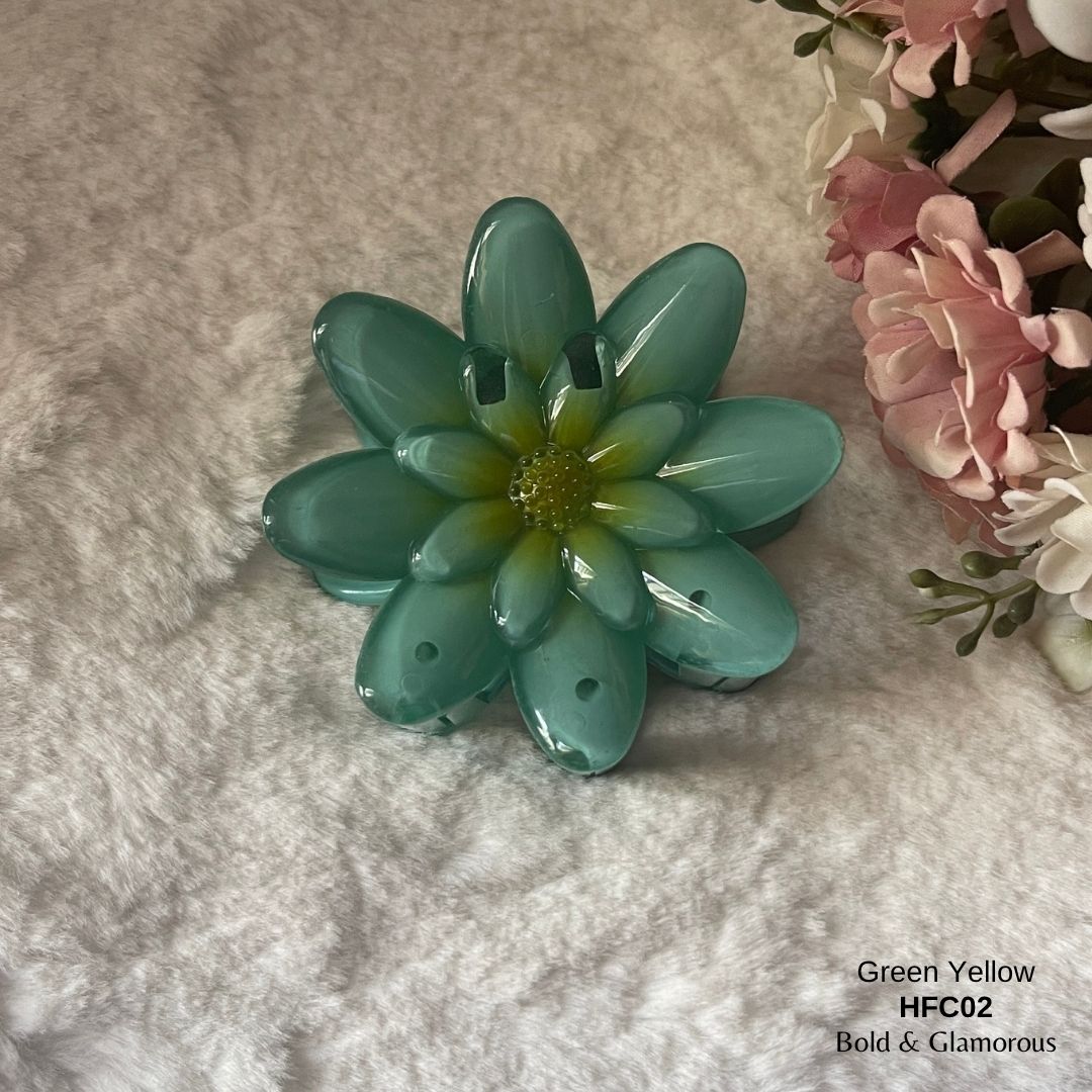 Flower Hair Claw Clip | HFC02 | Green Yellow