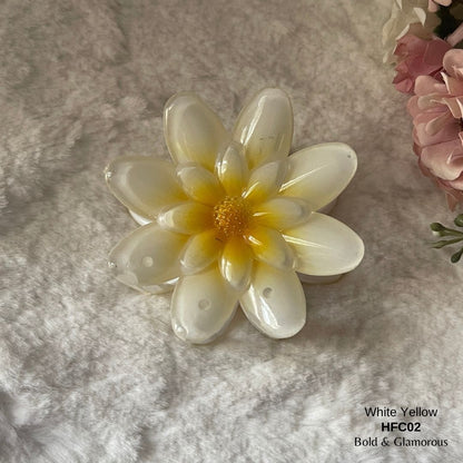 Flower Hair Claw Clip | HFC02 | White Yellow