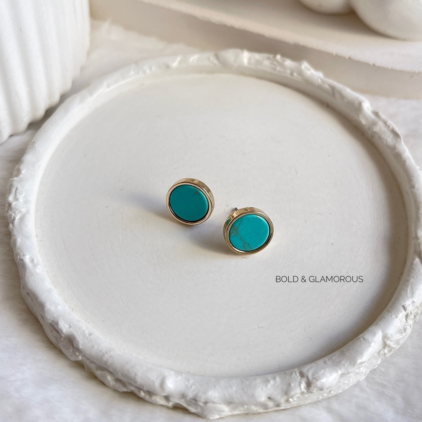 Stud Earring | STE073 | Marble Blue