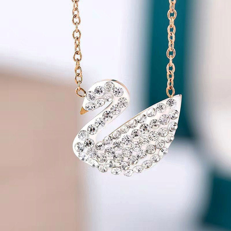 Necklace | SN184 | White Swan | Rose Gold