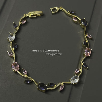 Zircon Tulip Bracelet | Pink Purple