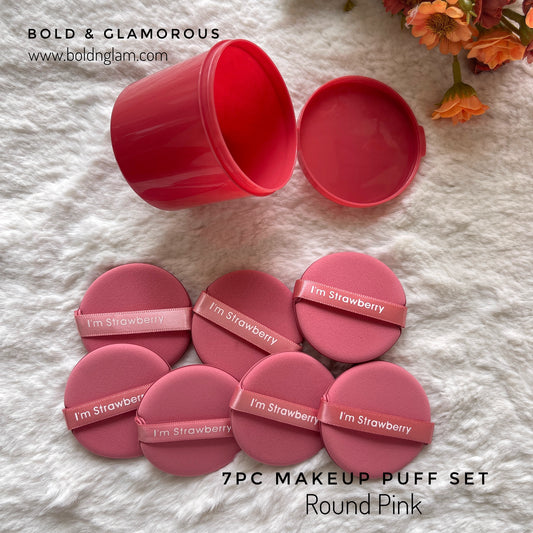 Powder Puff Air Cushion 7PC BOX : Round-Pink