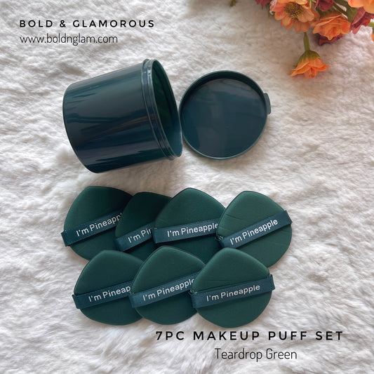 Powder Puff Air Cushion 7PC BOX : Teardrop-Dark Green