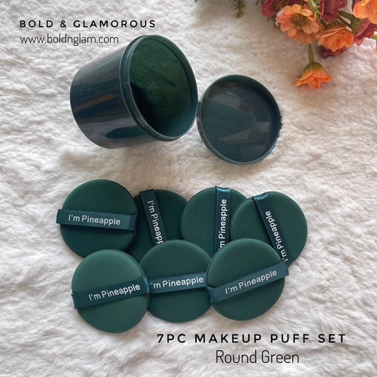 Powder Puff Air Cushion 7PC BOX : Round-Dark Green