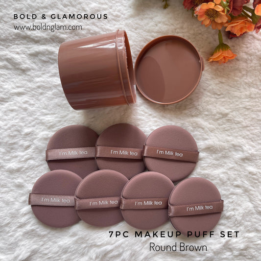 Powder Puff Air Cushion 7PC BOX : Round-Brown